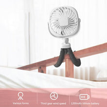 Load image into Gallery viewer, Portable Battery Powered Stroller Fan,Mini Handheld Personal USB Fan,Car Seat Baby Fan with Flexible Tripod,360°Camping Rotatable，Carseat, Bike, Beach, Bedroom
