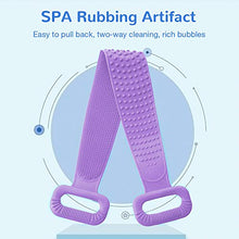 Load image into Gallery viewer, Silicone Bath Body Brush, Exfoliating Lengthen Silicone Body Back Scrubber, Easy to Clean, Lathers Well, Eco Friendly, Long Lasting, Comfortable Massage for Shower(Purple)

