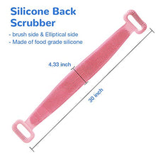 Load image into Gallery viewer, Silicone Bath Body Brush, Exfoliating Lengthen Silicone Body Back Scrubber, Easy to Clean, Lathers Well, Eco Friendly, Long Lasting, Comfortable Massage for Shower(Pink)
