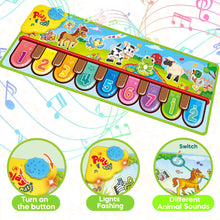 Load image into Gallery viewer, Kids Musical Dance Mat with 6 Animal Sounds Blanket Touch Playmat, Early Education Toys Gift for Girls Boys
