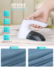 Load image into Gallery viewer, Upgraded Rechargeable Fabric Shaver Lint Remover - Fabric Defuzzer Electric Lint Fuzz Pills Remover with Quandruple Protection &amp; 2 Replaceable 6-leaf Blades, Trimmer Effectively Faster by 50%
