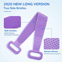 Load image into Gallery viewer, Silicone Bath Body Brush, Exfoliating Lengthen Silicone Body Back Scrubber, Easy to Clean, Lathers Well, Eco Friendly, Long Lasting, Comfortable Massage for Shower(Purple)
