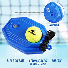 Load image into Gallery viewer, Meidong Tennis Trainer Rebound Baseboard With 3 long Rope Balls Great for Singles Training, Self-Study Practice, Tennis Training Tools for Kids Adults Beginners (Blue)
