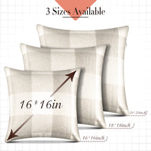 Load image into Gallery viewer, Throw Pillow Covers – Set of 2 Farmhouse Decorative Pillowcases for Home Decor, Sofa, Bedroom, Car, 100% Linen Cushion Case with Plaids on Both Sides, 18 x 18 Inch
