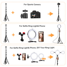 Load image into Gallery viewer, 8'' Selfie Ring Light with Tripod Stand - Dimmable Selfie Ring Light LED Camera Ringlight with Tripod and Phone Holder, Remote(Upgraded)
