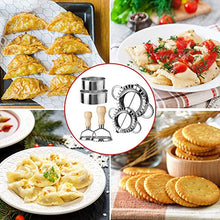 Load image into Gallery viewer, Ravioli Stamp Maker Cutter Round Shapes Mold with Wooden Handle with Dumplings Maker Sets (6 or 5 Pack)
