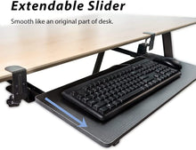 Load image into Gallery viewer, Keyboard Tray Under Desk Table Extender, Adjustable Height Keyboard Drawers &amp; Keyboard Plantforms with Easy Installation Tools
