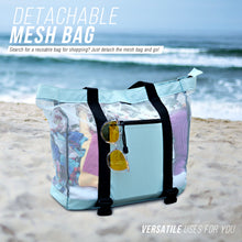Load image into Gallery viewer, Mesh Beach Tote Bag with Cooler - Detachable Design with Picnic Cooler, Blue
