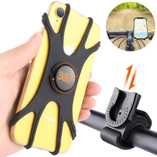 Load image into Gallery viewer, Bike &amp; Motorcycle Phone Mount, Detachable 360° Rotation Bike Phone Holder for Handlebars, Universal Silicone Phone Holder for Bike Compatible with iPhone 11/X/8/7/6 Series and Android Phones
