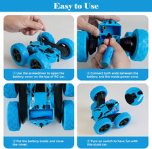 Load image into Gallery viewer, Remote Control Car Toys for Boys Age 8-12 Outdoor Indoor RC Stunt Cars Double Sided Swing Arm with 360° Flip Rotation USB Powered - Birthday Gift for Kids

