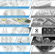 Load image into Gallery viewer, Ice Cube Trays, 3 Pack Food-Grade Silicone Ice Cube Trays Round Big Ice Balls Square Diamond Ice Cube Trays, Reusable and Easy Release Reusable for Chilling Whiskey Wine Cocktail (White)
