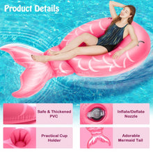 Load image into Gallery viewer, Inflatable Mermaid Pool Float, Fun Water Toy for Kids Adults Women, 86.6''×45.3''×17.7'' Giant Water Float for Summer Parties in Pools &amp; Beach
