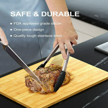 Load image into Gallery viewer, Kitchen Tongs Stainless Steel Cooking Tongs with Silicone Tips Heat Resistant Food Tongs for Cooking Grilling Turning set of 7" 9" and 12" Black
